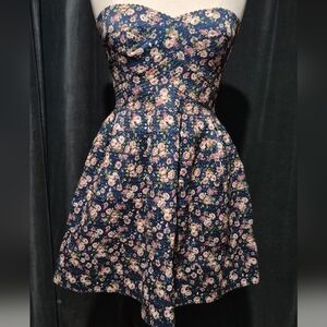 Sans Souci Navy Floral Strapless Dress